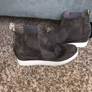 Grey with snake skin ankle boots